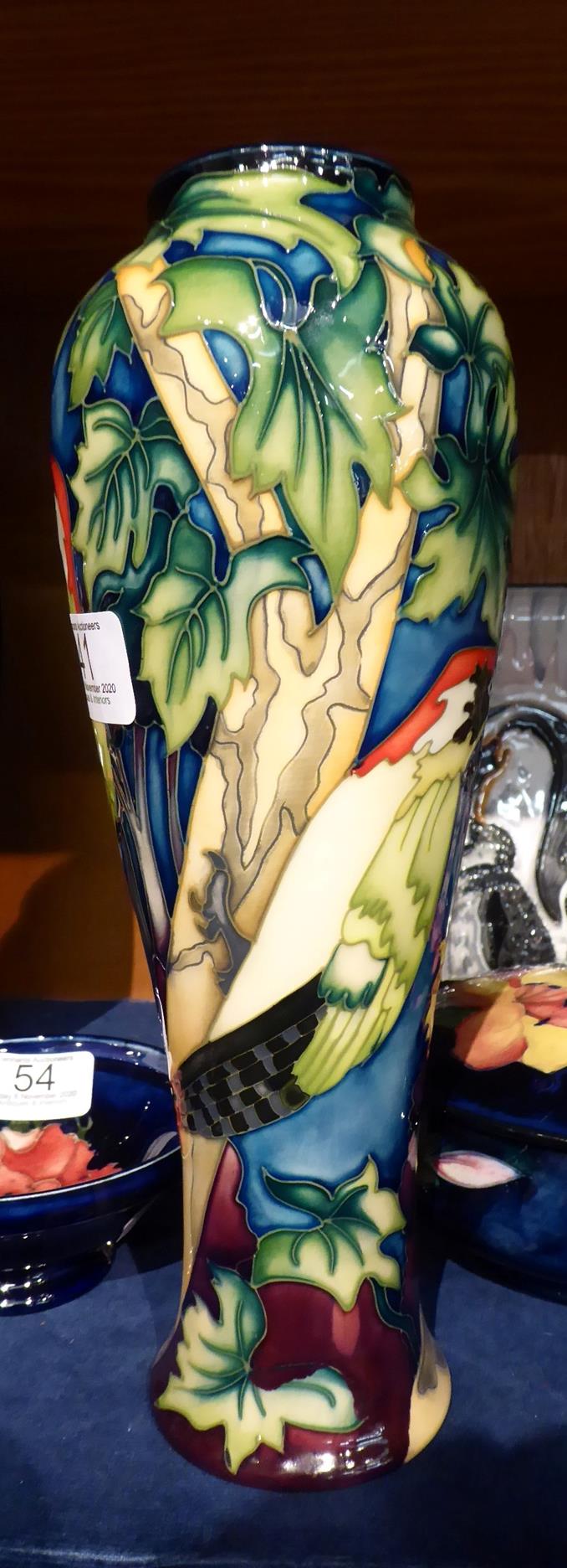 A Moorcroft green woodpecker vase. 26cm high. Good condition. - Image 5 of 7