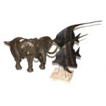 A modern resin figure as an African elephant, limited edition 3/75; and Dietmar Wiening (