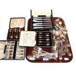 Six various silver plated cased sets of flatware together with various plated flatwares etc (qty)