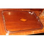 An Edwardian inlaid mahogany twin-handled tray