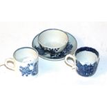 Two 18th century cups and a tea bowl and saucer