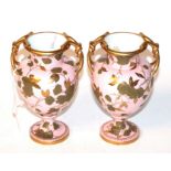 A pair of Davenport Longport pink and gilt vases, 19th century