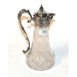 A Victorian etched glass and silver plated claret jug