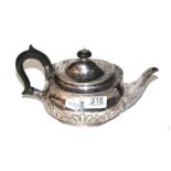 A Victorian silver teapot, London assay, marks rubbed