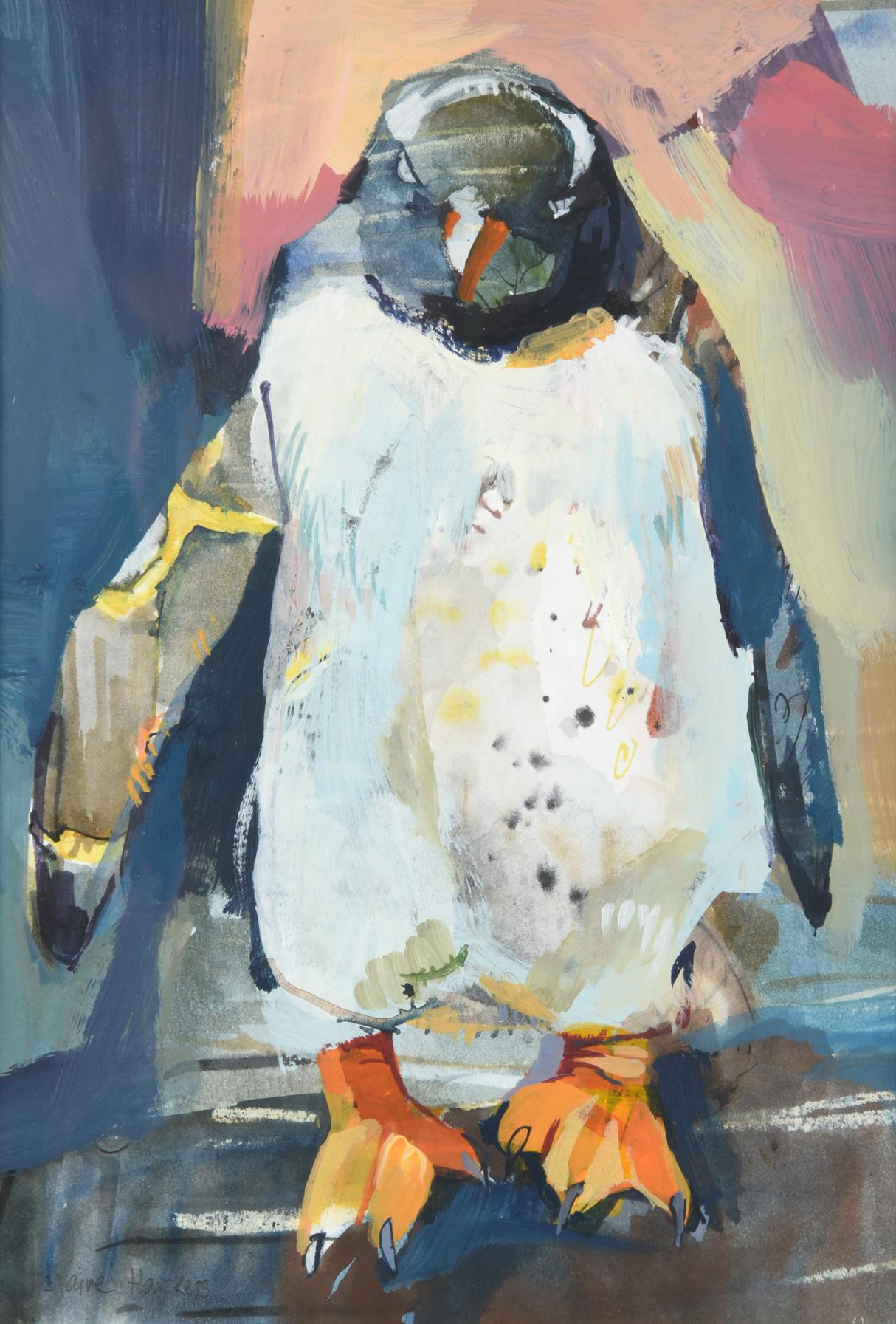 Claire Harkess (b.1970) Scottish ''Wee Penguin'' Signed, gouache, 26cm by 18cm Artist's Resale