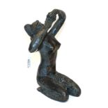 Stojan Batic (1925-2015) Slovenian Crouching girl holding a bunch of grapes Bronze, 25cm high