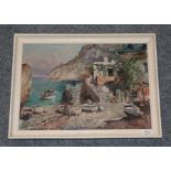 Felice Giordano (1825-1892) Italian ''A Small Harbour in Capri'' Signed, oil on canvas, 34.5cm by