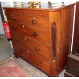 A Victorian mahogany straight-fronted five-drawer chest, with fluted stiles, 120cm by 52cm by