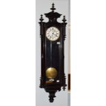 An ebonised Vienna style wall time piece, circa 1890, single weight driven movement