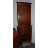 Two George III oak hanging corner cupboards