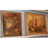 Continental School (20th century) South of France, port scene unsigned, oil on board together with