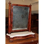 A Victorian mahogany marble-top toilet mirror