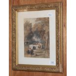 Charles Bentley OWS (1806-1854) 'The Charcoal Burners' signed, watercolour, 25cm by 18cm