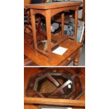 A small oak fold over table, circa 1890 and a 1920/30s bevel glass mirror