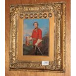 English School (19th century) Portrait of C.E. Basset Lennard, 5th D.G., gilt and gesso frame