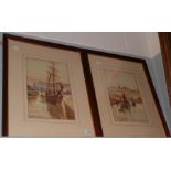 John Williams, Ships in Whitby harbour, watercolour together with another (2)