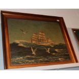 Peter MacDonagh Wood (1914-1982), Ship in full sail, signed, indistinctly inscribed with title and