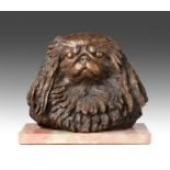Sally Arnup FRBS, ARCA (1930-2015) Pekingese head Signed and numbered II/X, bronze on a marble base,