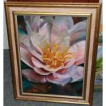 Nancy Murgatroyd (contemporary) ''Dream away'' study of a camellia Signed, oil on canvas, 59cm by