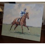 William Norman Gaunt FIAL NDD (1918-2001) Racehorse with jockey up Signed, oil on board, 50.5cm by