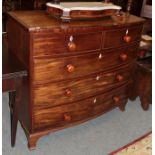 A late George III mahogany and crossbanded bow-fronted chest, 116cm by 56cm by 106cm high