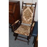 A late 19th century turned beech rocking chair