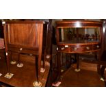 A George III mahogany bow fronted washstand; and a mahogany bedside cupboard (2)