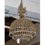 A gilt metal lustre drop chandelier