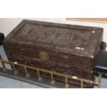 A Chinese carved hardwood chest