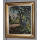 George Sykes (Contemporary) ''Sketching in the Orchard'' Inscribed verso ''George Sykes sketching