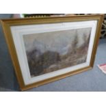 British School (19th/20th century) Alpine landscape, watercolour, 60cm by 96cm