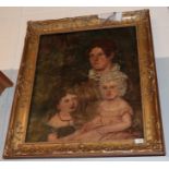 English School (late 18th/early19th century) Portrait of mother and two children, oil on canvas (a.