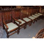 A set of seven early 20th century carved oak dining chairs, including one carver (7)