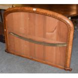 A Victorian walnut and parquetry decorated over-mantel mirror frame (lacking glass)