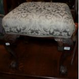 A carved mahogany dressing stool in the George III style, 51cm by 51cm by 51cm high