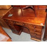 A Victorian mahogany kneehole desk, 110cm by 57cm by 86cm