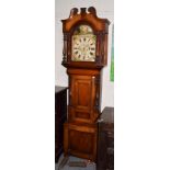 A Victorian eight-day oak and mahogany crossbanded longcase clock, G E Owen, Barmouth