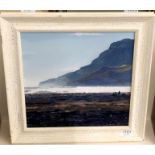 Hilary Burnett Cooper (contemporary) Figures on a beach Signed, oil on board, 29cm by 29cm