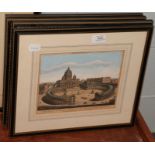 A collection of four hand-coloured engravings, Rome scenes, printed for John Bowles in Cornhill,