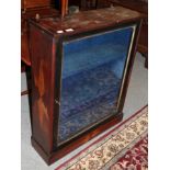 A Victorian parquetry decorated pier cabinet with glazed door, 78cm by 26cm by 99cm