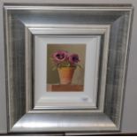 Ian Parker (b.1955) Still life of pansies in a pot Signed, oil on board, 18.5cm by 14cm Artist's