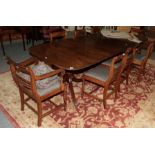 A late 19th/early 20th century mahogany twin-pedestal dining table, in the Regency style, 267cm (