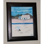 Jenny Watt-Colbeck (Contemporary) Scottish ''Bothy Blues'' Signed, inscribed verso, mixed media,