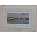 Helios (b.1958) Spanish ''London Bridge'' Signed, oil on board, 19cm by 38.5cm Artist's Resale