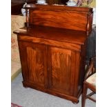 A Victorian mahogany chiffonier with superstructure back, with two cupboard doors, 92cm by 40cm by