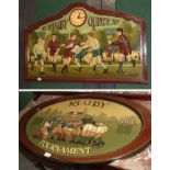 Two reproduction rugby tournament signs