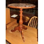 An 18th century mahogany pot cupboard, together with a tripod table of similar date