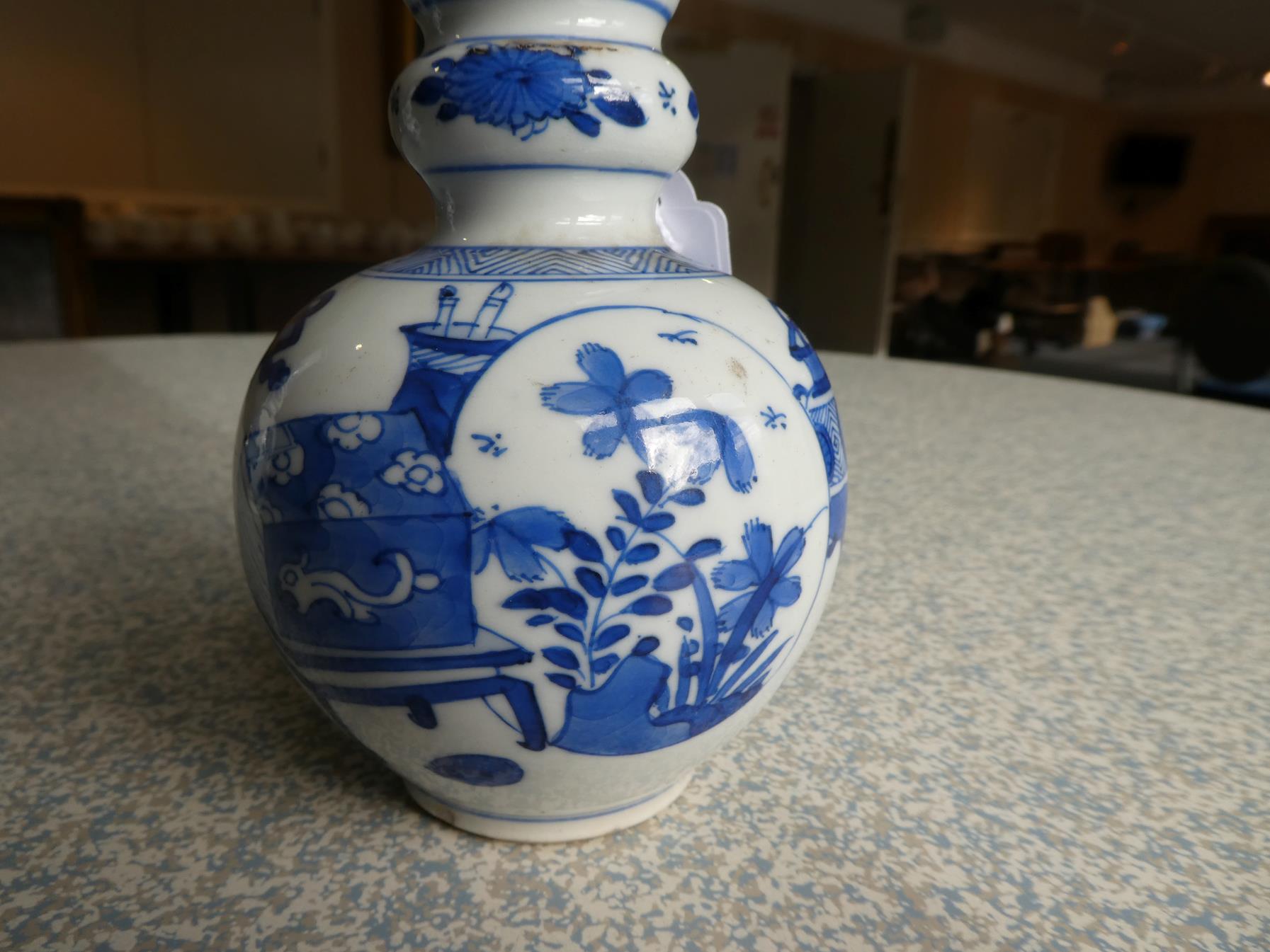 A Matched Pair of Chinese Porcelain Double Gourd Vases, Kangxi, with trumpet necks, painted in - Image 4 of 31