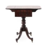 A Regency Mahogany and Marquetry Inlaid Dropleaf Table, early 19th century, the strung top with