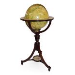 A Smith's 12'' Terrestrial Library Globe, circa 1846, with hand-coloured engraved gores, graduated